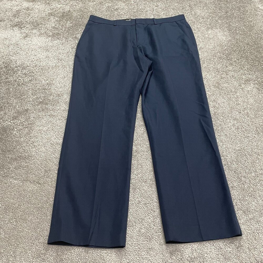 Perry Ellis Portfolio Dress Pants Mens 34x29 Navy Blue Straight Leg Flat Front